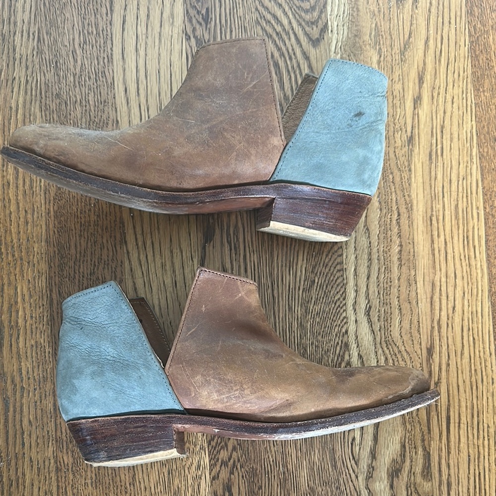 Women’s Brown and Gray Leather Ankle Boots